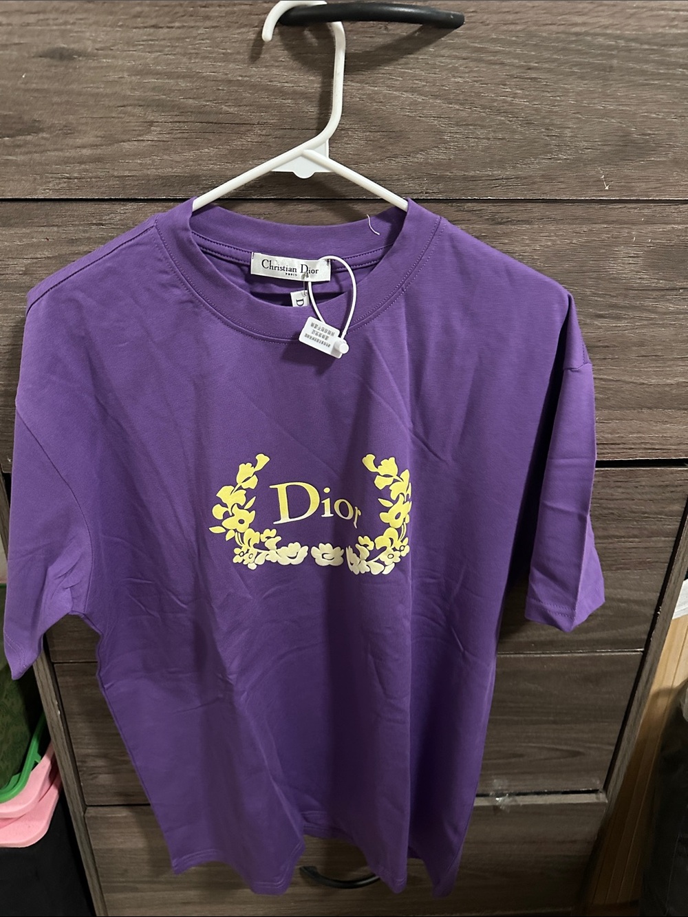 Purple Tee with Yellow Floral size L